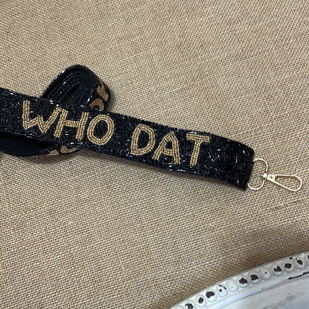 🏈❤️LAST ONE! NEW Black and Gold Beaded Who Dat Purse Strap Saints - Picture 4 of 13